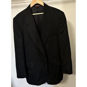 CELLINI UOMO Black 44L Men's Sport Coat Jacket 100% Wool 2 button Blazer